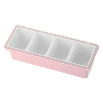 

4 Grid Transparent Lid Storage Container Pepper With Spoon Multipurpose Seasoning Box Set Condiment Jar Home Kitchen Spice Pots