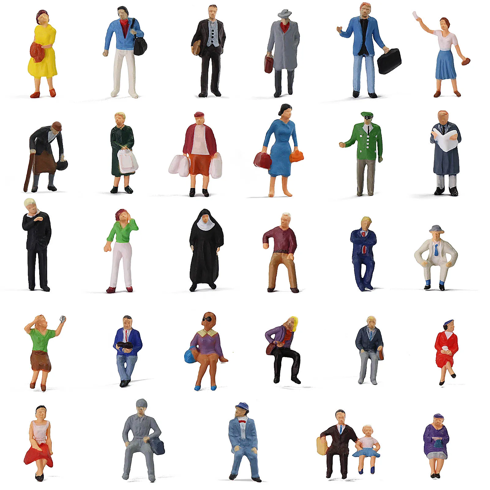 2x 100pcs chemin de fer Maquettes Assis Personnes Passagers figurines Echelle 1:100