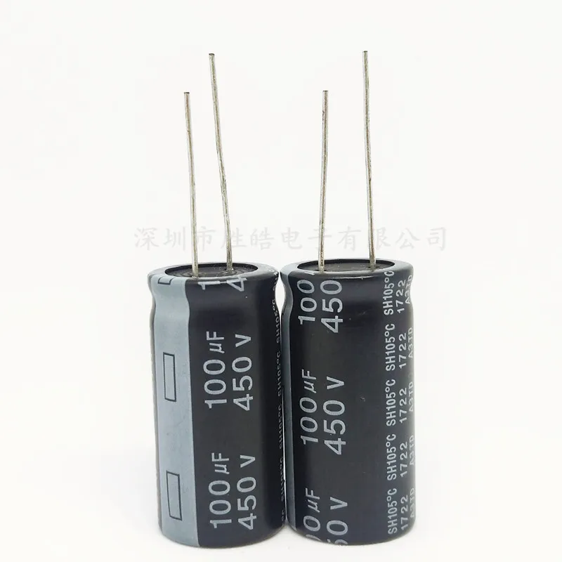 5pcs/lot 450V100UF 18*30 100UF 450V New Straight Plug-in Aluminum Electrolytic Capacitor Size：18x30（MM）