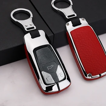 

zinc alloy leather car key case cover protect for Audi A1 A3 A4 A5 C6 A7 A8 B9 R8 Q5 Q7 A6 C5 TT TTS 8S 2016 2017