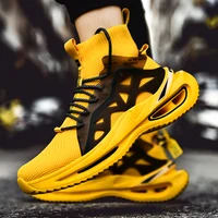 Chunky Sneakers Comfortable High Top Socks Men’s Shoes Platform Sports Running Shoes Yellow Big Size 39-46 Support Dropshipping