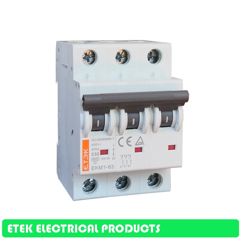 MCB EKM1 63 3P AC C Тип 400V ~ 50 Гц/60 Гц Мини автомат защити цепи 10A 16A 20A 25A 32A 40A 50A
