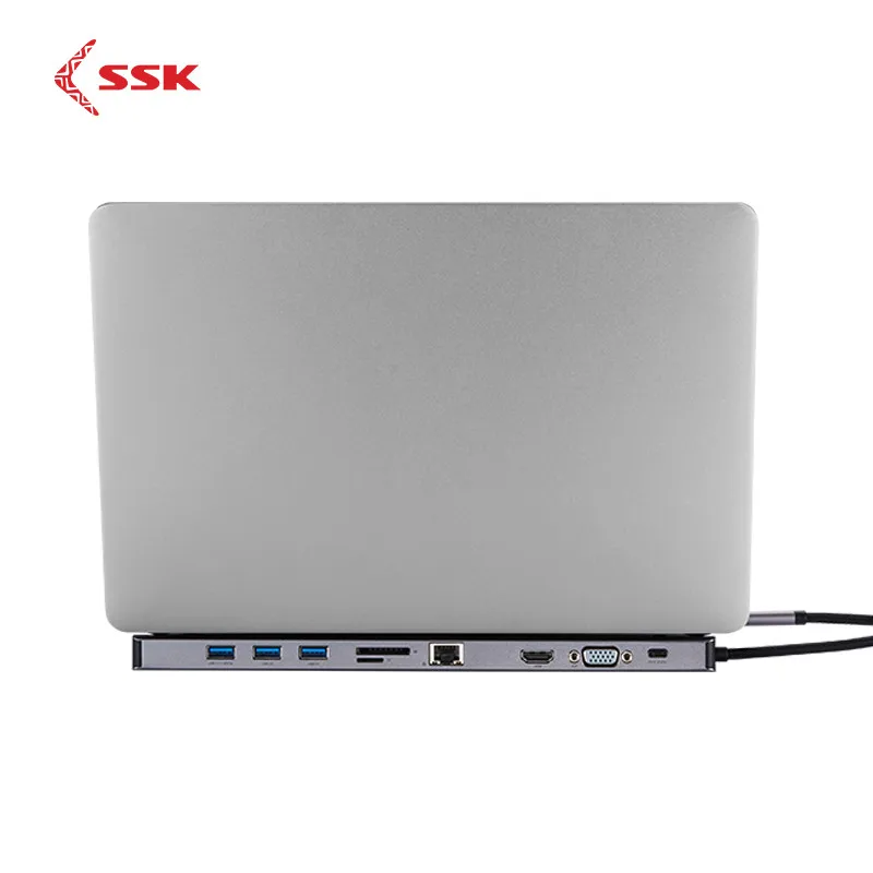 SSK usb-хаб Тип-концентратор к USB 3,0 VGA HDMI, VGA SD/TF карты φ3. 5 аудио Gigabit RJ45 Ethernet USB 3,1 GEN1 стандарт для ноутбук планшеты