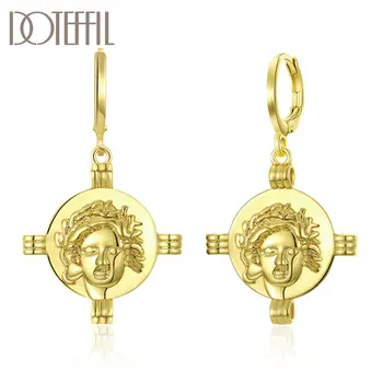 

DOTEFFIL 925 Sterling Silver Classic Cross Head 18k Gold Earrings For Women Jewelry Fashion Jewelry Wedding Party Gift
