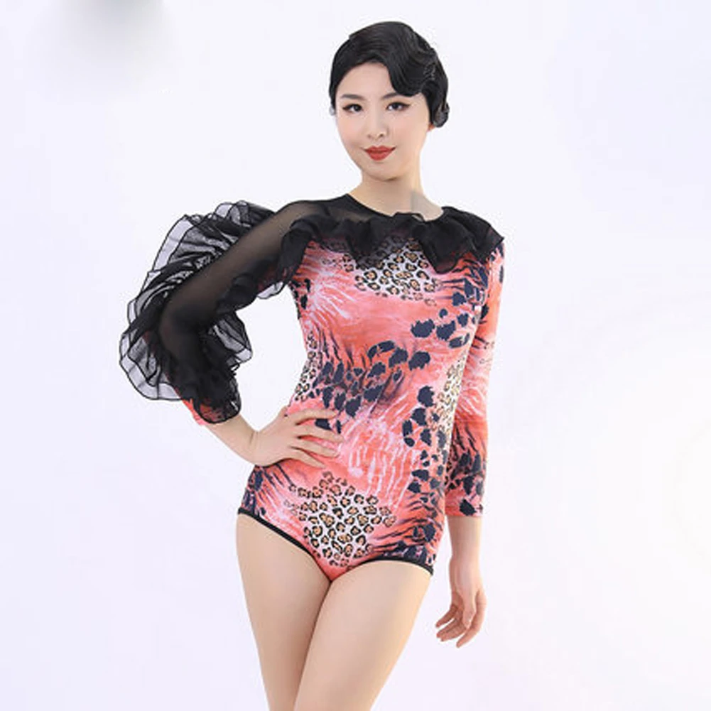 

Modern Ballroom Sexy Latin Dance Top Bodysuit For Female Women Dancer costume Practice Top Performance Wear