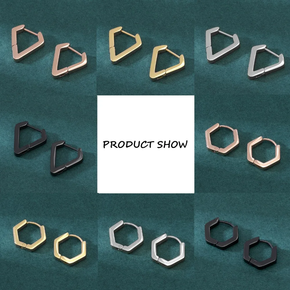 Stainless Steel Hoop Earrings for Women Men Black Rose Gold Plated Circle Round Earring Geometric Classic Cartilage Earrings