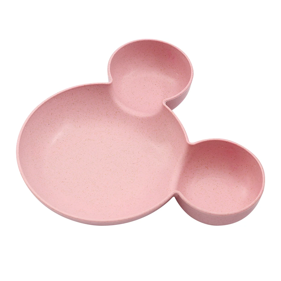 Новая детская посуда, Детские разделенные тарелки с героями мультфильмов, пищевая Экологичная Пшеничная солома, Детская тарелка, Детская столовая утварь для кормления, еда, посуда - Цвет: Pink Bowl