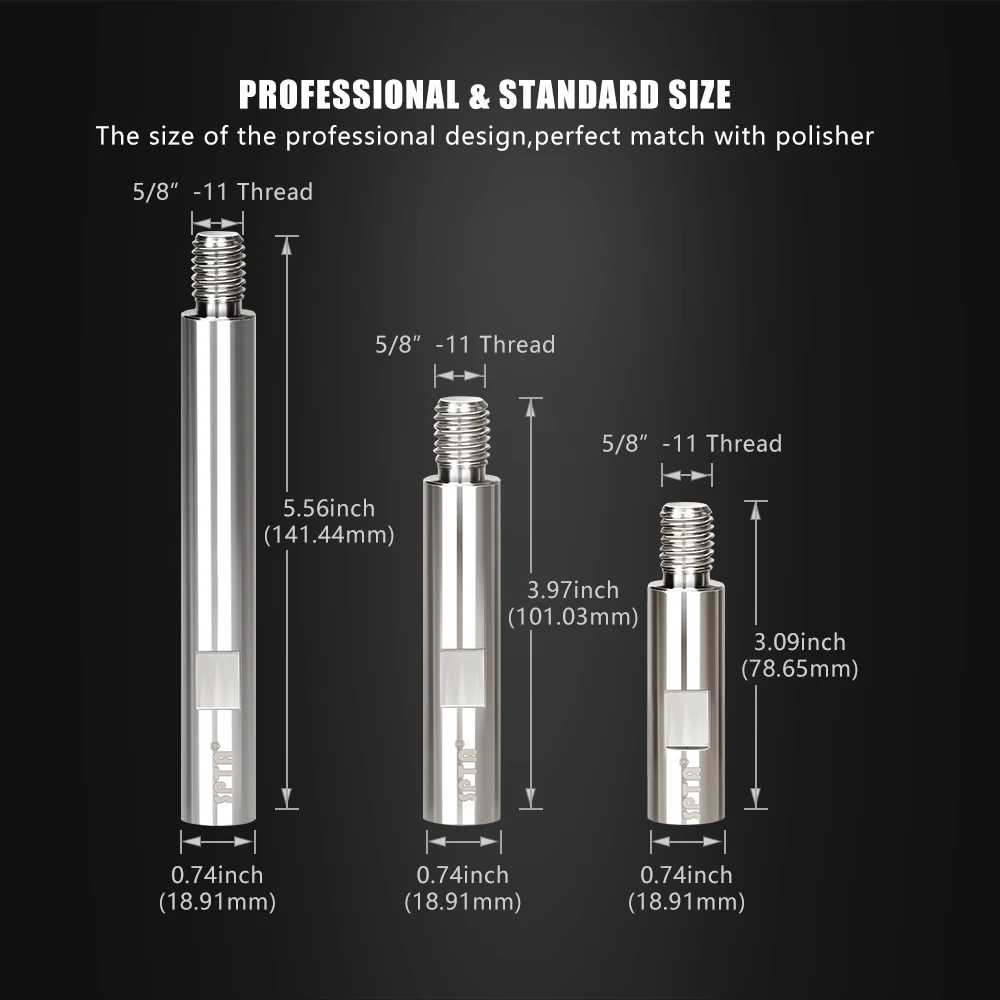 SPTA Stainless Steel Rotary Extension Shaft Set Connector Adapter Angle Grinder Rotary Polisher Extension Shaft Connecting Rod