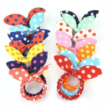 

40Pcs Elastic Hair Bands Polka Dot Cute Bow Rabbit Ears Elastic Rubber Bands Hair Rope Girls Headbands Scrunchy Hair Accessory