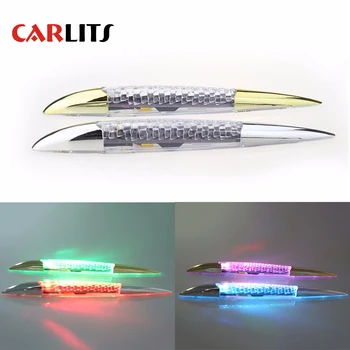 

CARLITS RGB Solar Energy LED Car Auto Sticker Decal Warning Light Taillights Magnetic White Shark Gills Safety Precaution CJ