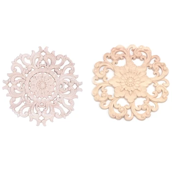 

2x Lots Wood Carved Long Onlay Applique Unpainted Flower Walls Cabinets Door Decor 15cm Type D & Type A