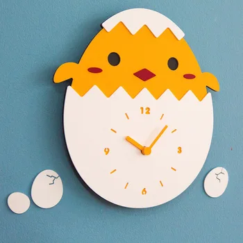 

Cute Chick Cartoon Home Decor Wall Clock Children Room Acrylic Creative Luxury Art Decorative Study Watches for Gift