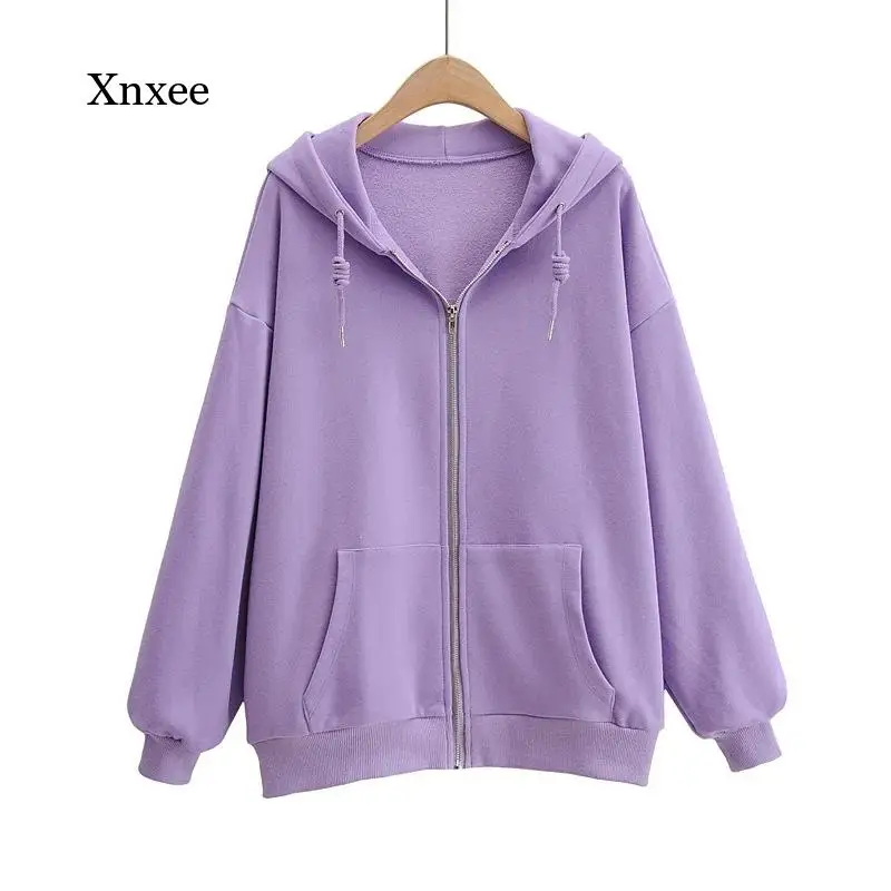 

Women Hoodies Sweatershirt 90S Streetwear Fashion Y2K Women Solid Sweatshirts Long Sleeve Pockets Zipper Hoody Outwear Tops