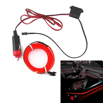 

2M 12V Car Interior LED Atmosphere Light Strip Cold Light Red Cigarette Lighter Driver Car Styling Universal