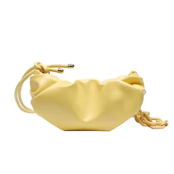 

PU Leather Cloud Bags for Women New Thick Chain Female Shoulder Messenger Handbags Summer Luxury Solid Color Ladies' Travel Bag