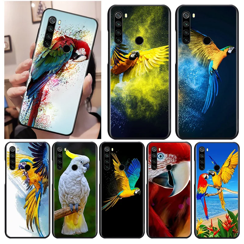 

Cute Parrot Birds Black Cover For Xiaomi Redmi Note 9 9S 8T 8 7 6 5A 5 4X 4 Pro Max Soft Phone Case