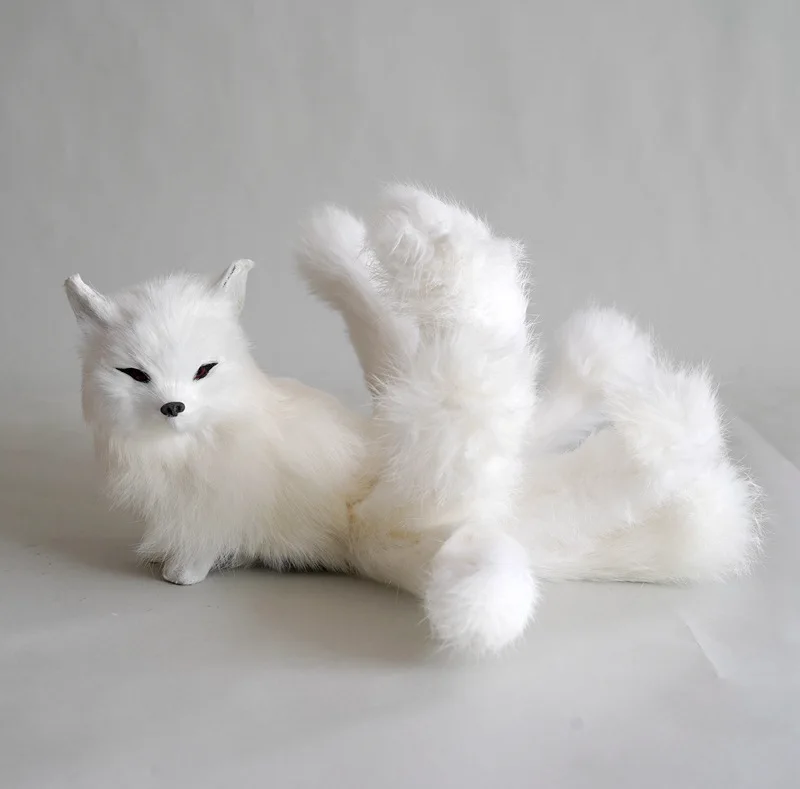 

new real life nine-tails fox model plastic&furs white fox gift about 30x9x14cm xf2792