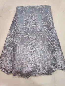 

2019 Milk Silk Lace Dress African Net Lace Fabric High Quality Tulle French Lace Fabric Stones Nigerian Lace For Wedding Gray