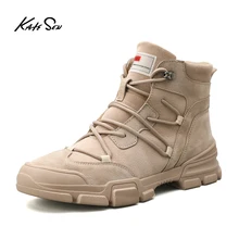 KATESEN/зимние мужские ботинки; модные мужские ботинки из натуральной кожи; Всесезонная Рабочая обувь; мужские Ботильоны; винтажные уличные повседневные ботинки