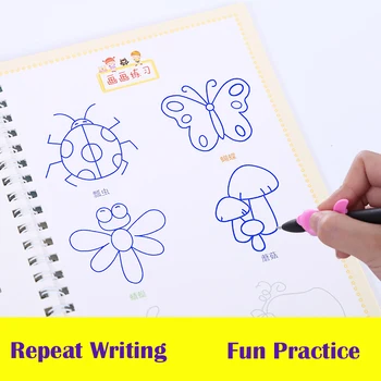 

Reusable Basic Painting Copybook Hand Writing Groove Training Notebook Auto Fades Educational Toys For Children Games school