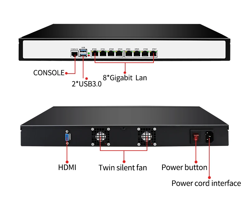 1U Rackmount Network Security Appliance - Firewall Mikrotik Pfsense VPN, AES-NI Router PC, Intel Core i7 3520M, 8 Intel Gigabit Lan Description Image.This Product Can Be Found With The Tag Names Barebone Mini PC, Computer Office, Rackmount network security