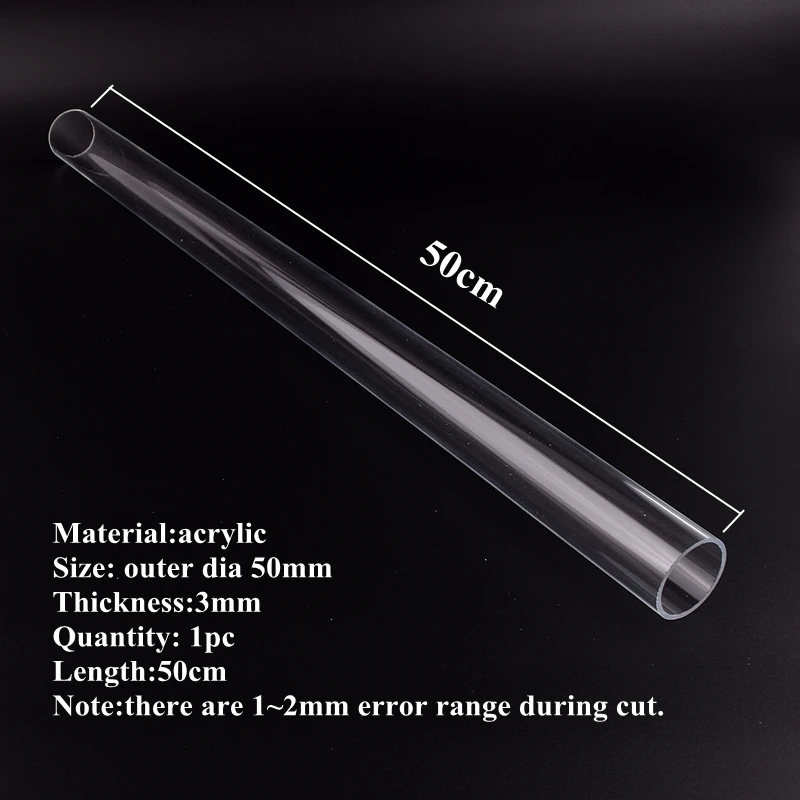 1pc Length 50cm O.D 16~110mm Clear Plexiglass Acrylic Aquarium Fish Tank Tube Home DIY Filter Accessories Water Tank PMMA Pipe 