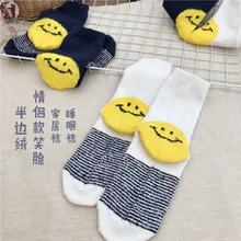 Теплые женские носки из кораллового флиса; забавные носки-лодочки; теплые милые носки; Kawaii Art Happy; удобные модные повседневные зимние носки; Skarpetki