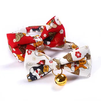 

Japanese Style Cat Collars with Bell Adjustable Cute Bowknot Puppy Kitten Necklace Bow tie Chihuahua Collars Cats Accessories