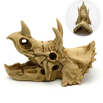 

GloryStar Aquarium Fish Tank Decoration Halloween Skull Ornaments Simulated Dinosaur Triceratosaurus