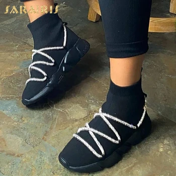 

Sarairis 2020 New Design Large Size 43 Platform Comfortable Shoes Women Boots Female Elastic Band INS Wholesale Boots Ladies
