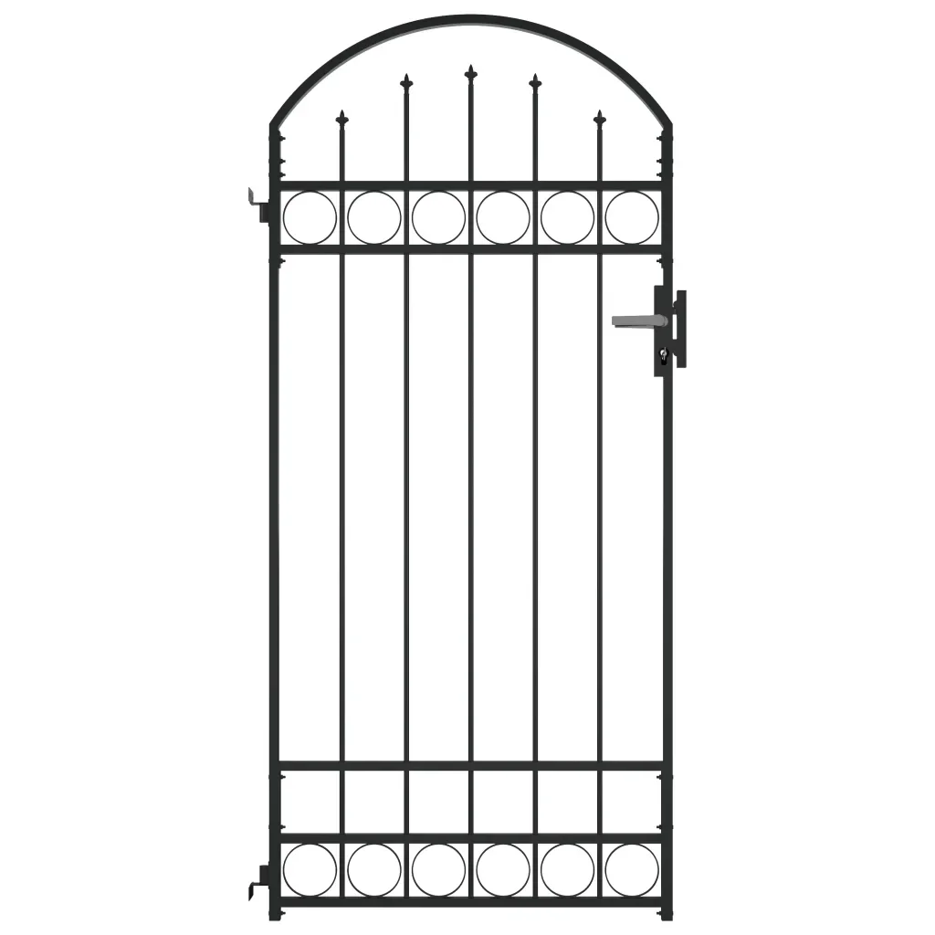 Wrought Iron Garden Gate Breeze View with Arched Top Steel 89X200 CM Black Modern Style Trellis Edging for Yard | Дом и сад