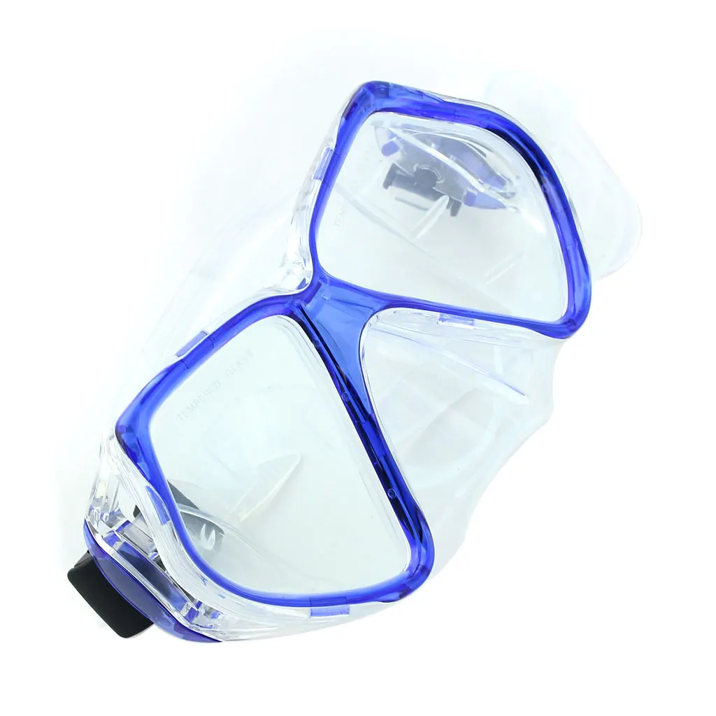 Blue Diving Mask Swimming Silicone Tempered Glass Goggles Snorkeling Device