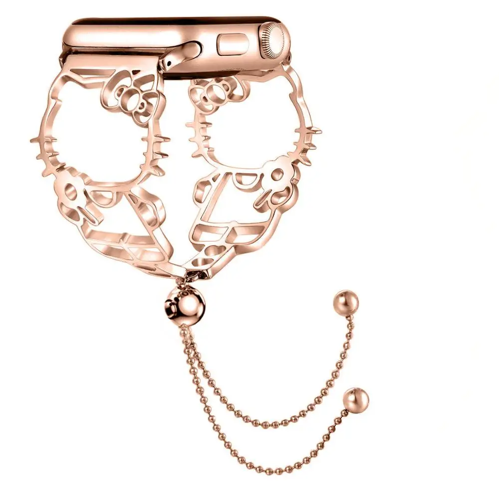 rose-gold Cat Bracelet for Apple Watch Strap 42mm 44mm 38mm Straps for Apple Watch 4 3 2 1 Band for iWatch Band 42mm Bands Stainless Steel - Цвет ремешка: rose-gold