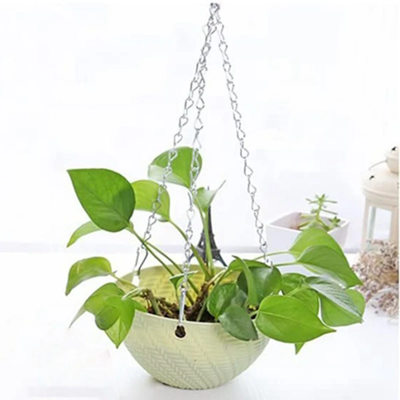 Round Plastic Hanging Basket Flower Pot 16X10cm Garden Plant Chain Planter  O8W6 
