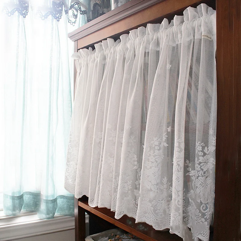 Sheer Curtains Window Curtains Decor Curtains Lace Curtains Light Filtering Curtains Lace Wave Short Tulle Half Curtains For Living Room Floating Sheer Valance Kitchen Cabinet Door Cafe Window Drapes Cortina