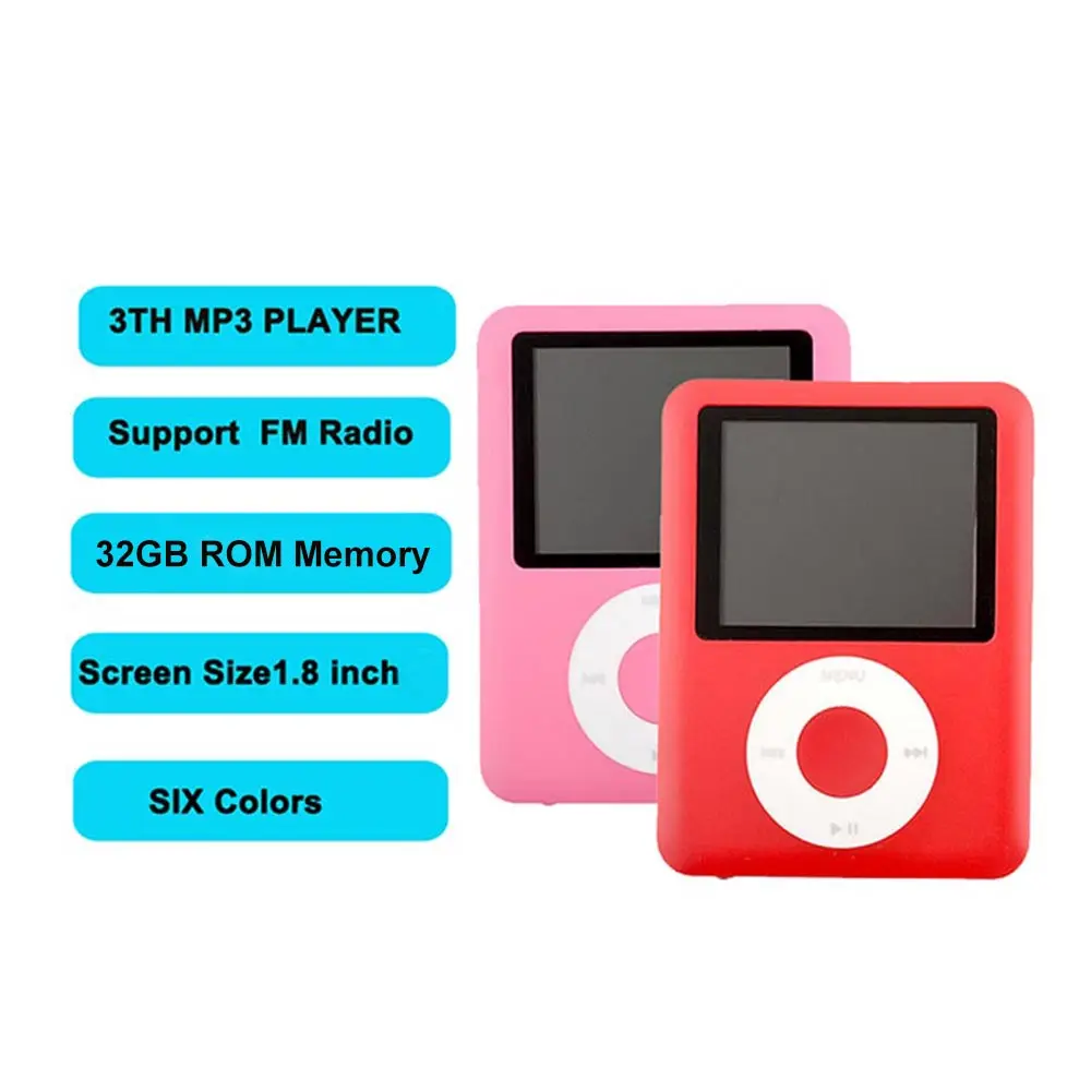3TH MP3 PLAYERS GEN 1.8 inch FM Raido Voice Recorder EBOOK MUSIC built in 32GB memory Mini Light PLAYER 6 Colors for Choose | Электроника