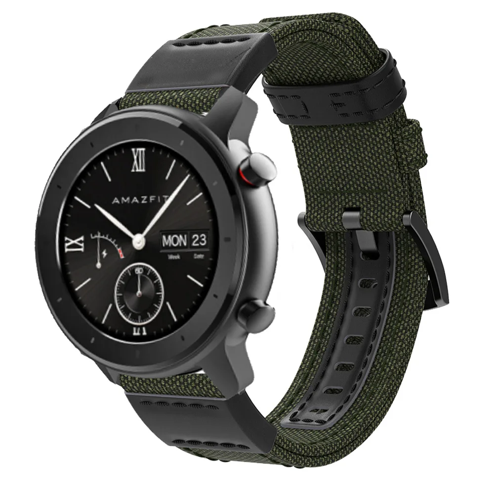 20 мм Тканые нейлоновые часы ремешок для Huami Amazfit GTR 42 мм смарт-часы замена Холст Ремешок Браслет Wtachband для Amazfit BIP