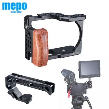 

Metal Rig Camera Cage with Wooden Handle Grip for SIGMA fp DSLR Camera Cage Extend Cold Shoe Mount Microphone Led Video Light