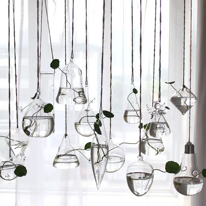 Hanging Glass Ball Vase Flower Plant Pot Terrarium Container Wedding Party Decor 