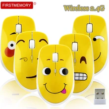 2,4G симпатичная беспроводная мышь с мультяшным выражением Бесшумная оптическая USB игровая мышь 1600 dpi компьютерная офисная мышь для ноутбука ПК