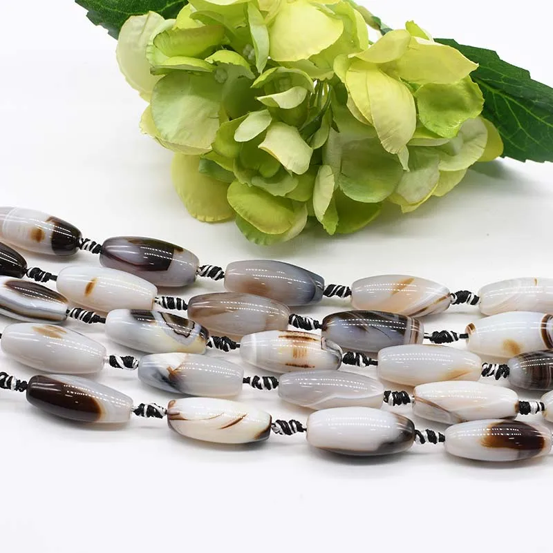 2strands/lot Natural ivory pattern Agate Oval loose beads For DIY Bracelet Necklace Jewelry Making Strand 15