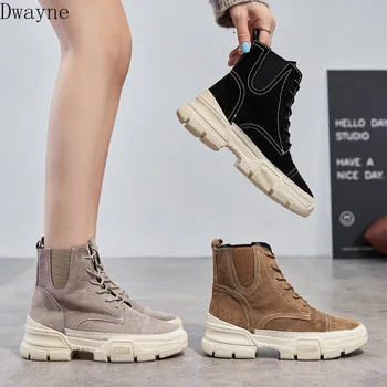 

2019 autumn new Martin boots women retro style leather comfortable thick soles suede comfortable casual boots