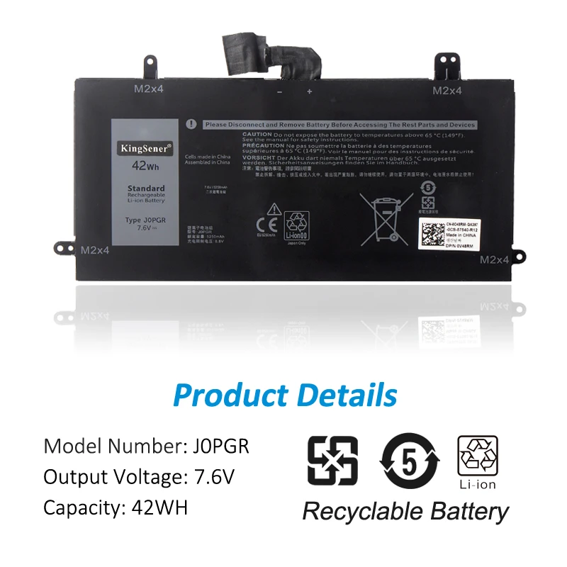 Kingsener 7.6v 42wh J0pgr Bateria do Portátil para Dell Latitude 5285 5290 T17g 1wnd8 Jopgr X16tw T17g001 Livre 24 Meses de Garantia - Imagem 2