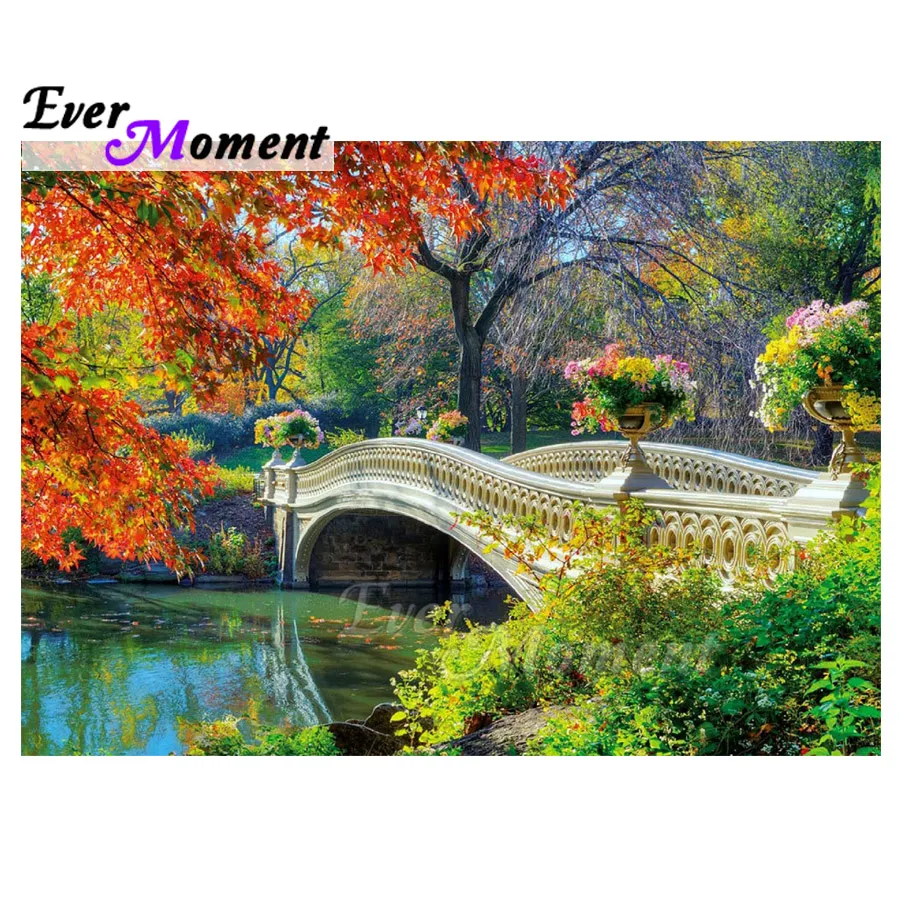 

Ever Moment Diamond Painting 5D DIY Square Bridge Tree Landscape Picture Of Rhinestone Mosaic Diamond Embroidery Decor 3F2057