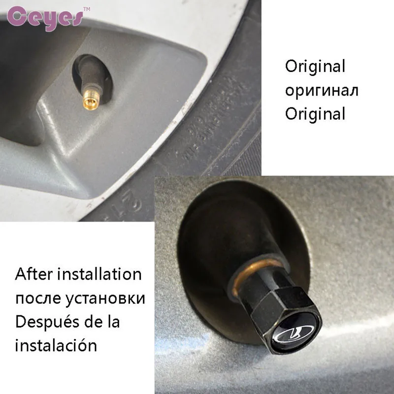 Ceyes 4Pcs Car Styling Auto Accessories Case For Lada Niva Kalina Priora Granta Largus Vaz Air Wheel Tire Tyre Covers Valve Caps