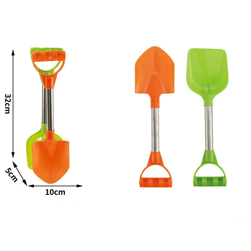 3pcs Beach Toys Kids Beach Shovel Set With Handle, Outdoor Toy Kit Sand  Snow Shovel, Stainless Steel Handle Beach Shovel Plastic Shovel