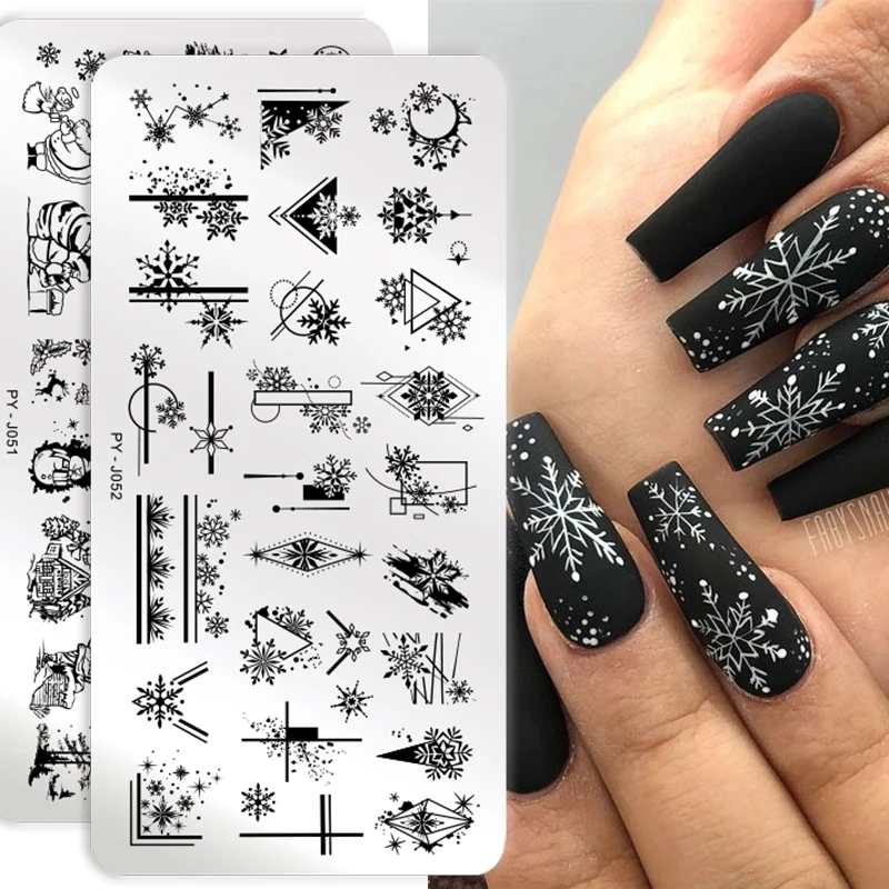 BeautyBigBang Christmas Nail Stamping Plate Xmas Snowflake Festival Pattern  Nail Art Image Plates Nail Printing Stencil Template