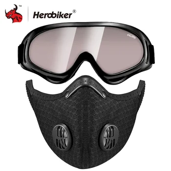 

HEROBIKER Face Shield Motorcycle Face Mask Balaclava With Filter Activated Carbon Dust-proof Running Training Cycling Mask