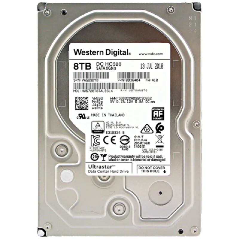 Western Digital 1TB 2TB 4TB 6TB 8TB 10TB Ultrastar DC HC320 SATA HDD 7200 RPM clase SATA 6 Gb/s 256