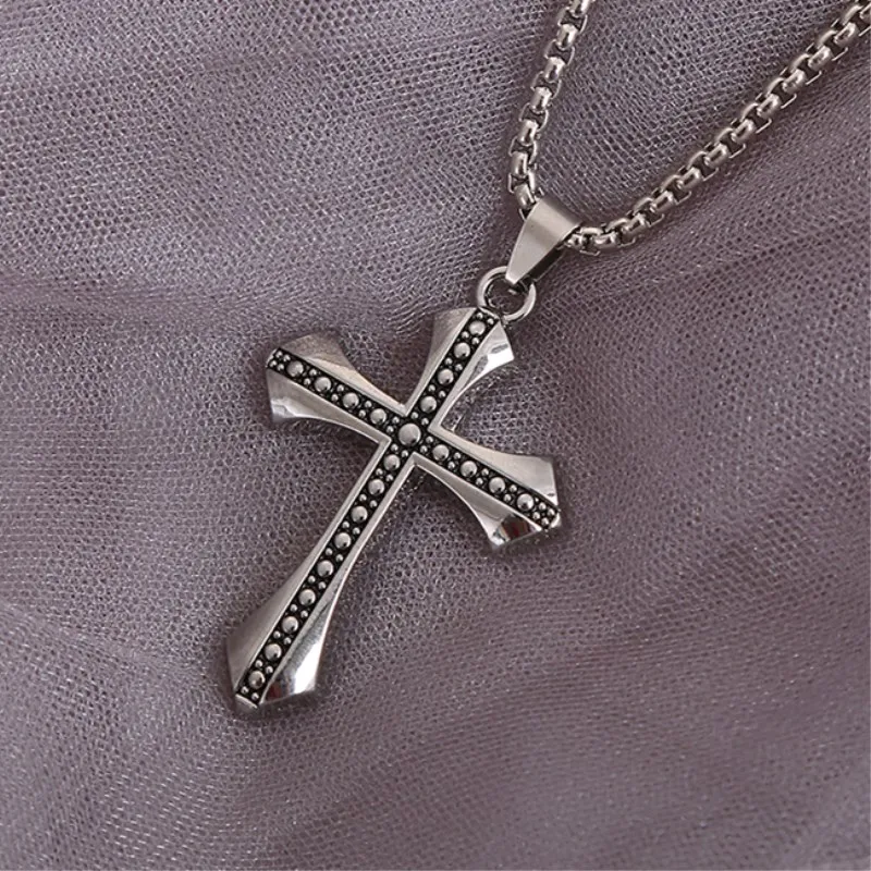 Htzzy New Arrival Necklace for Men Vintage Cross Pendant 60cm Long Box Chain Fashion Jewelry | Украшения и аксессуары